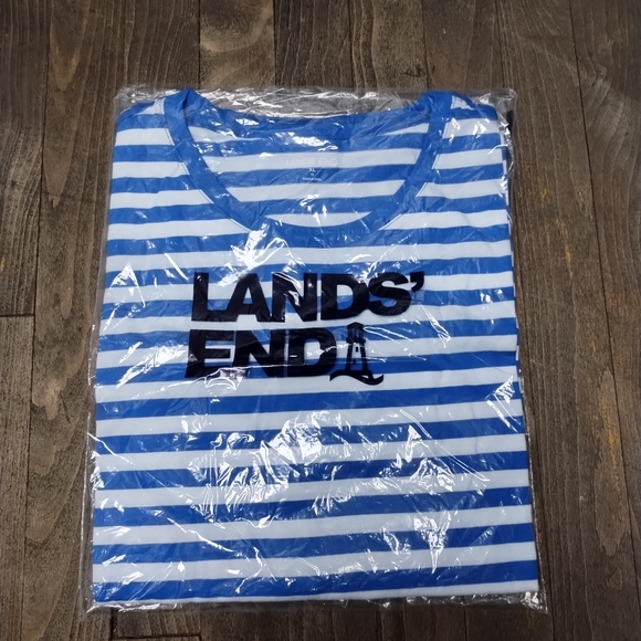 Lands' End Tops Nwt Lands End Supima Crewneck Striped Blue Tee
